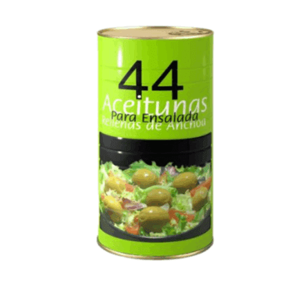 Aceitunas Rellenas de Anchoa Marca 44 en lata 1500 g