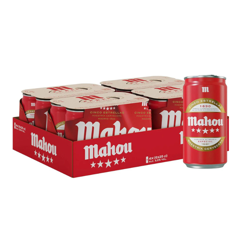 MAHOU 5 ESTRELLAS LATA 25CL 24U