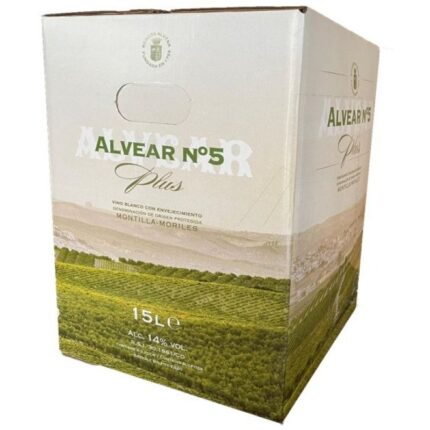 Bag in box de 15 litros de Vino Alvear N5, vino blanco con envejecimiento, D.O. Montilla-Moriles, 14% vol.